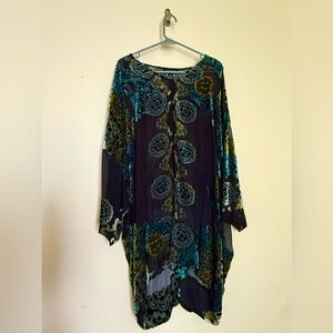 Citron Santa Monica XL Sheer Flowy Top Tunic Kaftan Velvet